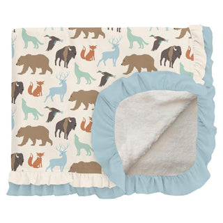 KicKee Pants Girl's Print Bamboo Sherpa-Lined Double Ruffle Toddler Blanket - National Wildlife Federation