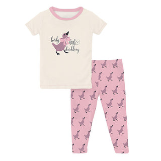 KicKee Pants Girl's Print Bamboo Short Sleeve Graphic Tee Pajama Set - Cake Pop Ugly Duckling 