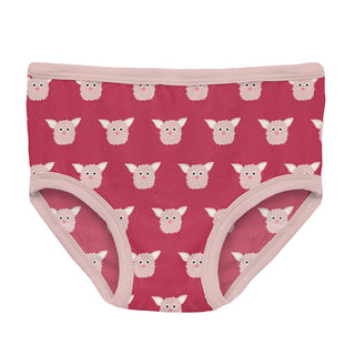KicKee Pants Girl's Print Bamboo Underwear (Set of 3) - Cherry Pie Furry Friends, Baby Rose & Pewter Sparkle