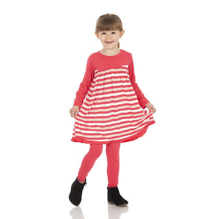 KicKee Pants Girls Print Classic Long Sleeve Swing Dress - Hopscotch Stripe