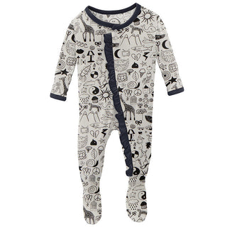 KicKee Pants Girls Print Classic Ruffle Footie with Snaps - Doodles