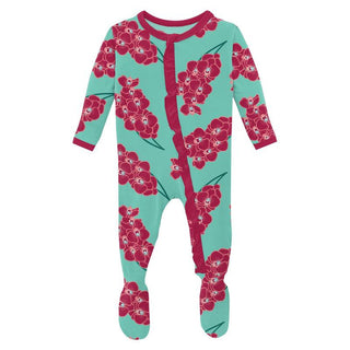 KicKee Pants Girls Print Classic Ruffle Footie with Zipper - Glass Orchids