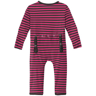 KicKee Pants Girl's Print Coverall with 2-Way Zipper - Awesome Stripe