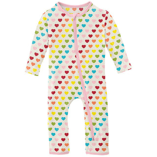 KicKee Pants Girl's Print Coverall with 2-Way Zipper - Rainbow Hearts