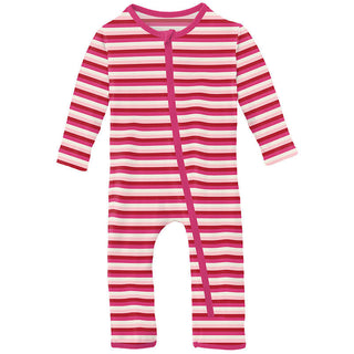 KicKee Pants Girl's Print Coverall with Zipper - Anniversary Candy Stripe