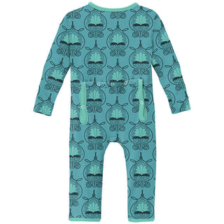 KicKee Pants Girls Print Coverall with Zipper - Art Nouveau Floral