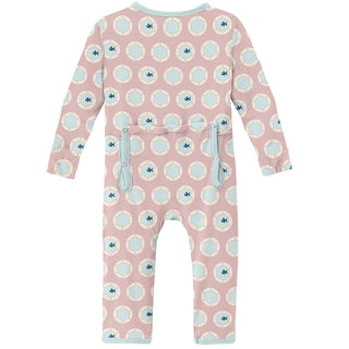 KicKee Pants Girls Print Coverall with Zipper - Baby Rose Porthole