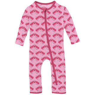 KicKee Pants Girl's Print Coverall with Zipper - Cotton Candy Jitterbug