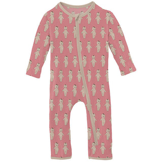 KicKee Pants Girls Print Coverall with Zipper - Desert Rose Baby Doll