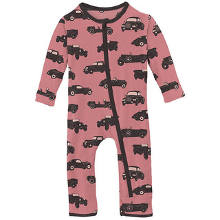 KicKee Pants Girls Print Coverall with Zipper - Desert Rose Vintage Cars