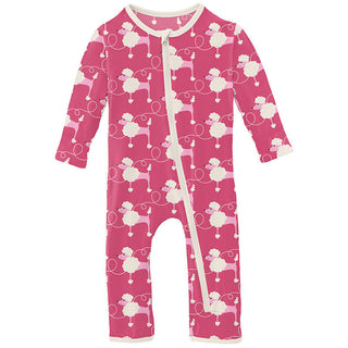 KicKee Pants Girl's Print Coverall with Zipper - Flamingo Poodles