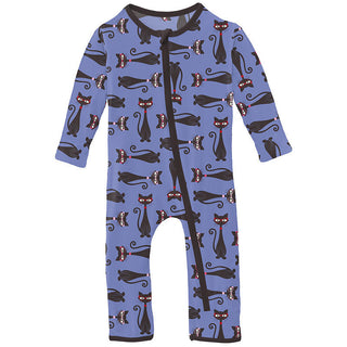 KicKee Pants Girl's Print Coverall with Zipper - Forget Me Not Cool Cats