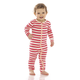KicKee Pants Girls Print Coverall with Zipper - Hopscotch Stripe