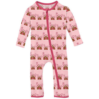 KicKee Pants Girls Print Coverall with Zipper - Lotus Gingerbread WCA22