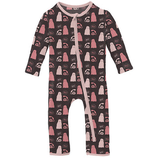 KicKee Pants Girl's Print Coverall with Zipper - Midnight Telephone and Dog