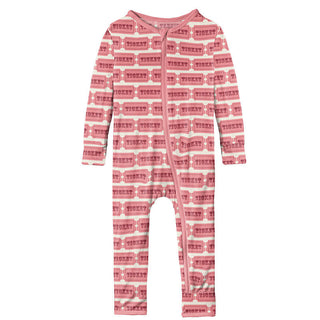 KicKee Pants Girls Print Coverall with Zipper - Natural Game Tickets