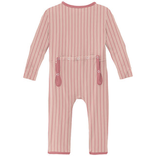 KicKee Pants Girls Print Coverall with Zipper - Pinstripe