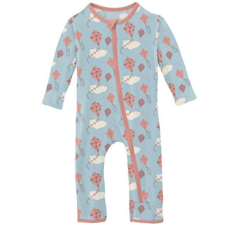 KicKee Pants Girls Print Coverall with Zipper - Spring Day Kites
