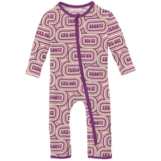 KicKee Pants Girl's Print Coverall with Zipper - Starfish Groovy