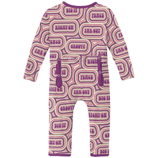 KicKee Pants Girl's Print Coverall with Zipper - Starfish Groovy