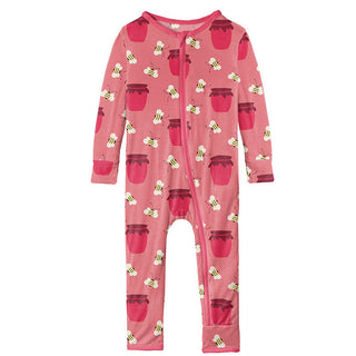 KicKee Pants Girls Print Coverall with Zipper - Strawberry Bees and Jam