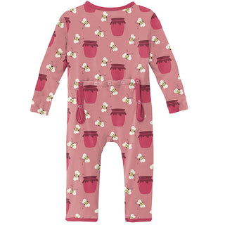 KicKee Pants Girls Print Coverall with Zipper - Strawberry Bees and Jam