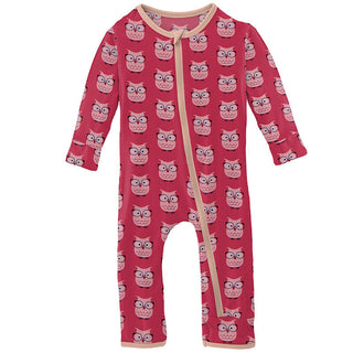 KicKee Pants Girls Print Coverall with Zipper - Taffy Wise Owls