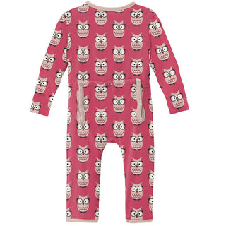 KicKee Pants Girls Print Coverall with Zipper - Taffy Wise Owls