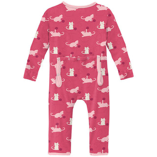 KicKee Pants Girls Print Coverall with Zipper - Winter Rose Kitty 15ANV