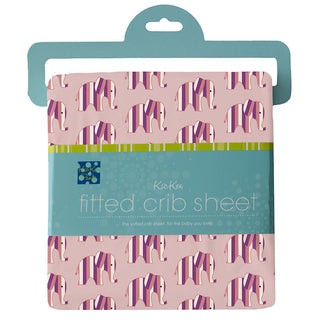 KicKee Pants Girl's Print Fitted Crib Sheet - Baby Rose Elephant Stripe