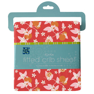 KicKee Pants Girl's Print Fitted Crib Sheet - Poppy Orange Blossom