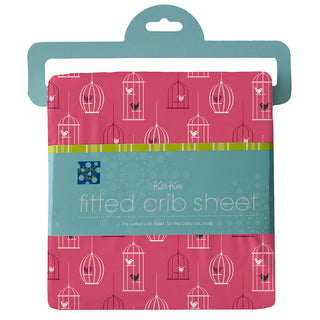 KicKee Pants Girls Print Fitted Crib Sheet, Winter Rose Birdcage - One Size 15ANV