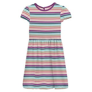 KicKee Pants Girl's Print Flutter Sleeve Twirl Dress - Love Stripe