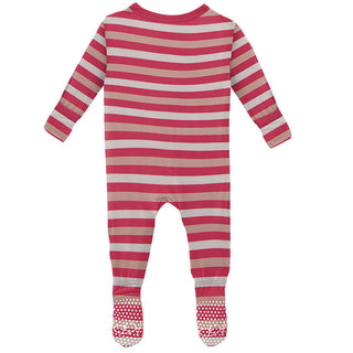 KicKee Pants Girls Print Footie with Snaps - Hopscotch Stripe