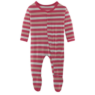 KicKee Pants Girls Print Footie with Snaps - Hopscotch Stripe