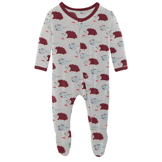KicKee Pants Girls Print Footie with Snaps - Natural Art Class