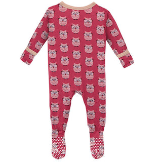 KicKee Pants Girls Print Footie with Snaps - Taffy Wise Owls