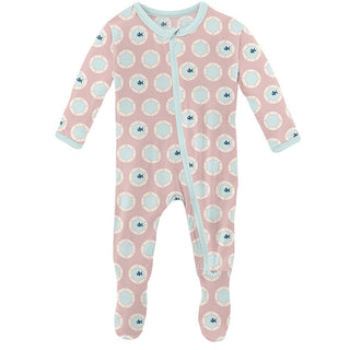 KicKee Pants Girls Print Footie with Zipper - Baby Rose Porthole