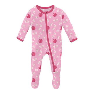 KicKee Pants Girl's Print Footie with Zipper - Cotton Candy Jacks