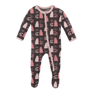 KicKee Pants Girl's Print Footie with Zipper - Midnight Telephone and Dog