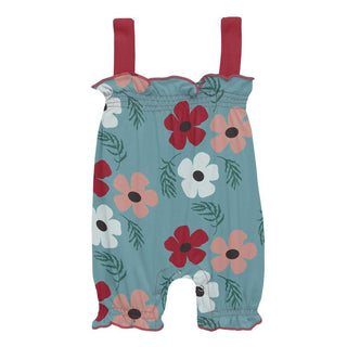 KicKee Pants Girls Print Gathered Romper - Glacier Wildflowers