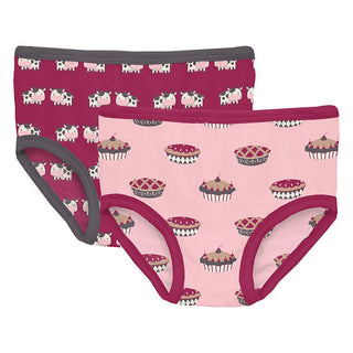 Girl's Print Girl's Underwear (Set of 2) - Berry Cow & Lotus Pies (15ANV) KicKee Pants Size: 3T-4T