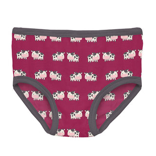 KicKee Pants Girls Print Girls Underwear Set of 2 - Berry Cow and Lotus Pies 15ANV