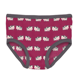 Girl's Print Girl's Underwear (Set of 2) - Berry Cow & Lotus Pies (15ANV) KicKee Pants Size: 3T-4T