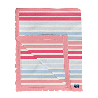 KicKee Pants Girls Print Knitted Stroller Blanket, Cotton Candy Stripe - One Size