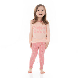 KicKee Pants Girls Print Long Sleeve Graphic Tee Pajama Set - Desert Rose Baby Doll