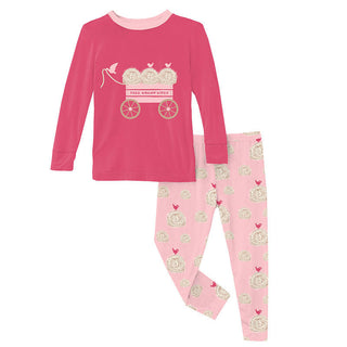 KicKee Pants Girls Print Long Sleeve Graphic Tee Pajama Set - Lotus Hay Bales 15ANV
