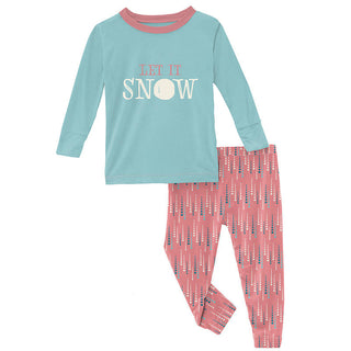 KicKee Pants Girls Print Long Sleeve Graphic Tee Pajama Set - Strawberry Icicles