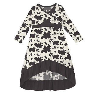 Girl's Print Bamboo Long Sleeve Hi Lo Maxi Dress - Cow Print Baby & Toddler Dresses