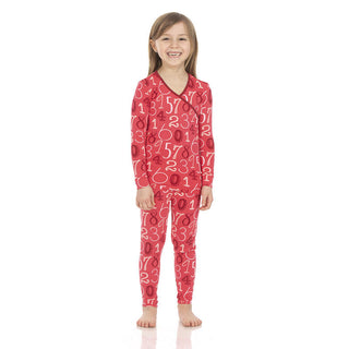 KicKee Pants Girls Print Long Sleeve Kimono Pajama Set - Taffy Math